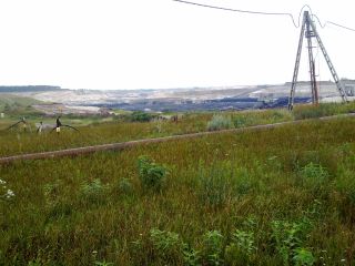 Kawałek dalej od koparki widać już odkrytą nieckę ze złożem węgla brunatnego