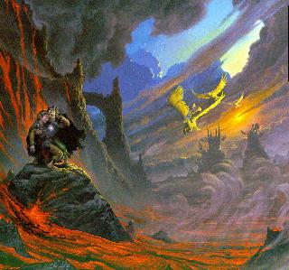 Orły ratują Froda i Sama po zniszczeniu pierścienia